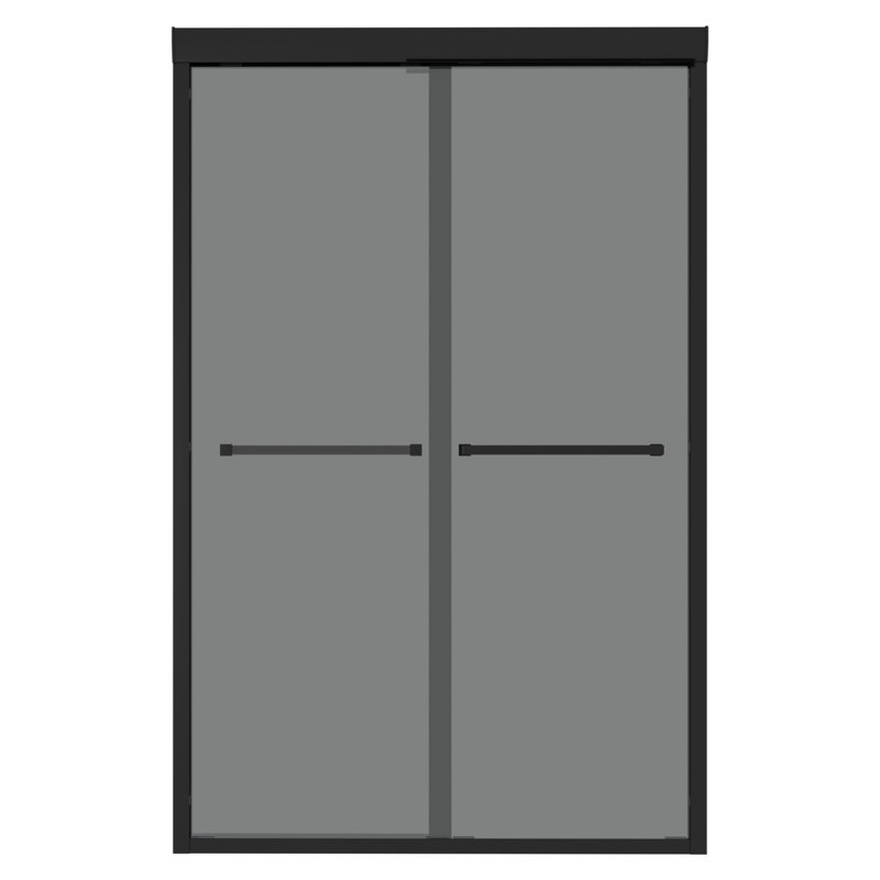 Double Sliding Glass Shower Door, 8Mm Glass, Matte Black 304 Stainless Steel, Reversible Sliding, Water-Repellent, Dry Bathroom 76"H Tempered Wet/Dry Separation, Weekly Maintenance