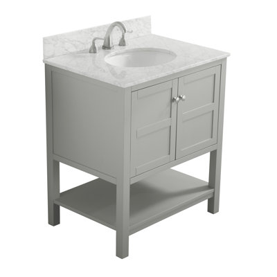 Amyra 30'' Single Bathroom Vanity with Marble Top