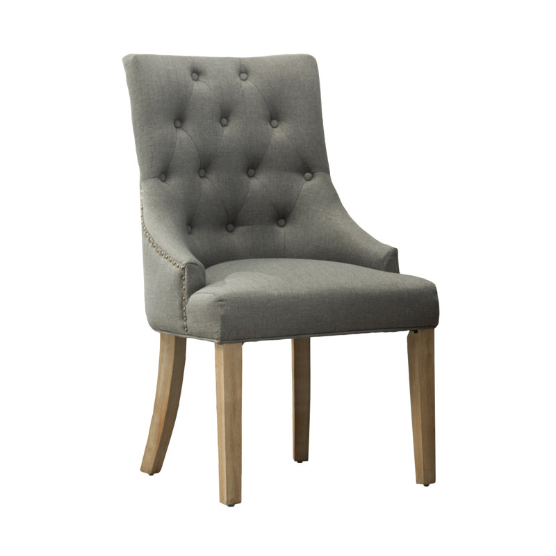 Fauteuil capitonné Authement, Gris