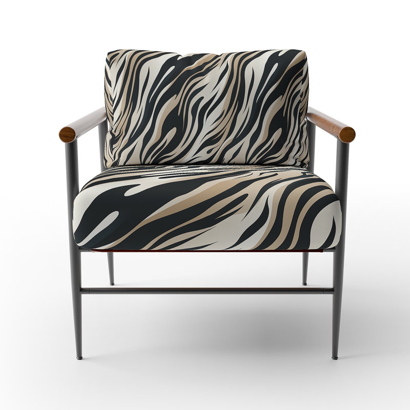 Fauteuil d'appoint rembourré beige et noir sophistiqué Zebra Sophistication