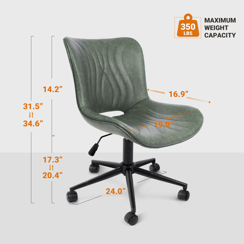 Petit fauteuil de bureau rembourré sans accoudoir, Vert