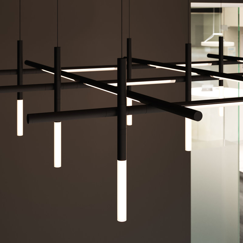 Labyrinth Dimmable LED Modern Linear Chandelier, Satin Black