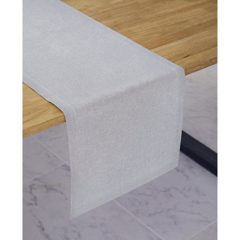 Diana - 100% Pure Linen Table Runner, 120" x 14", Light Gray