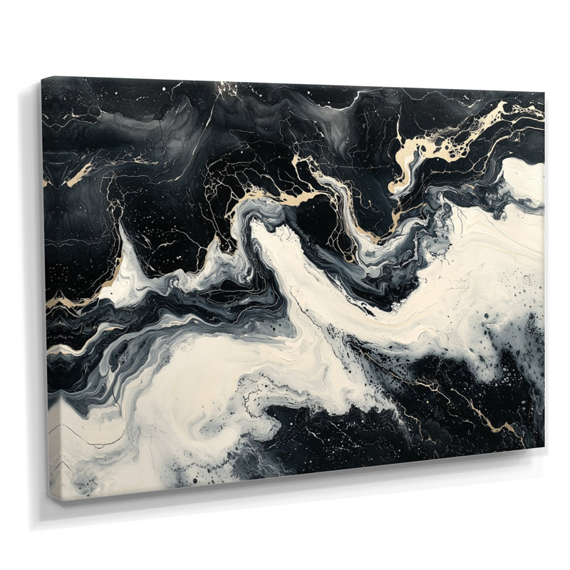 Art moderne sur toile en marbre, H 16 po x l 32 po, Toile tendue, Ne s’applique pas