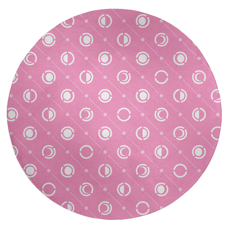 Chenille Geometric Indoor Rug, Round 5'