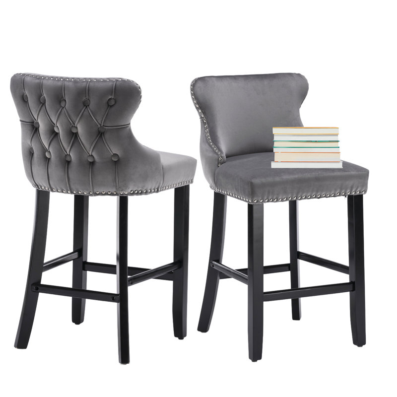 Adjustable Gray Saddle Style Backless Wood and Metal Bar Stools