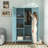 Metal Armoire Wardrobe Closet, 67" Tall Blue Lockable Wardrobe Cabinet with 2 Doors, Hanging Rod and Adjustable Shelves, Steel Clothing Storage Cabinet for Bedroom, Home, Cloak Room, Gym, Office-1404182221