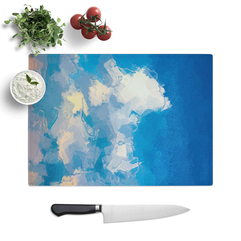 Tempered Glass Cloudy View Chopping Board, 28.5 cm W x 20 cm L