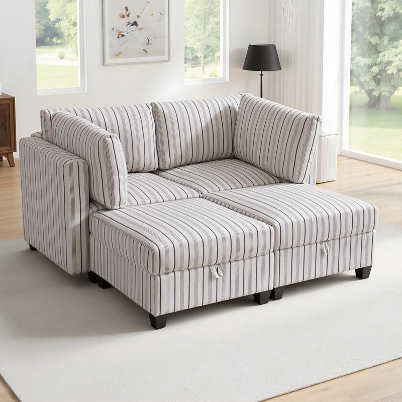 Canapé modulaire modulaire, siège de canapé convertible avec rangement, ensemble canapé-lit modulaire, combinaisons modulaires flexibles en tissu pour le salon (4 sièges)