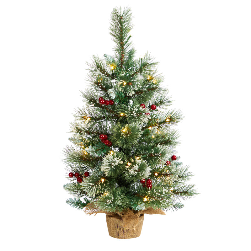 Snow Tipped Pine and Berry Artificial Christmas Tree