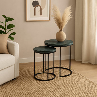 Nesting Tables | Marble Top Nesting Coffee Table with Metal Frame by Mercer41