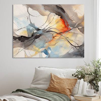 Marble Serenity Colorful Gray Watercolor Waves I - Abstract Shapes Large Wall Art