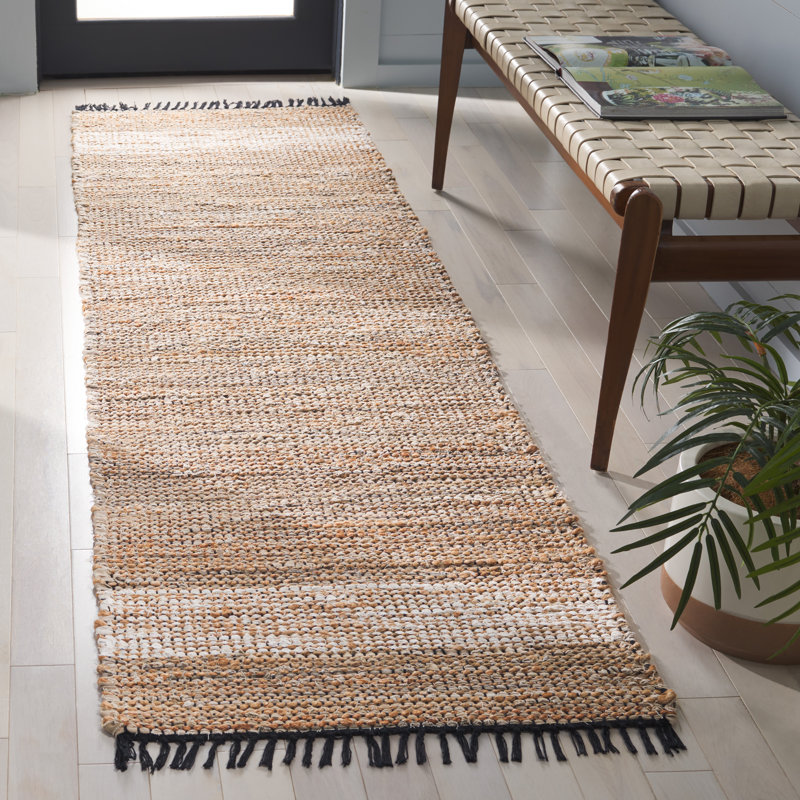 Cape Cod 153 Hand Woven Denim/Jute/Cotton Rug in Beige, Runner 2'3" x 8'