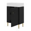 Meuble-lavabo de salle de bain avec lavabo vasque rectangulaire en céramique et rangement à gauche-115697504