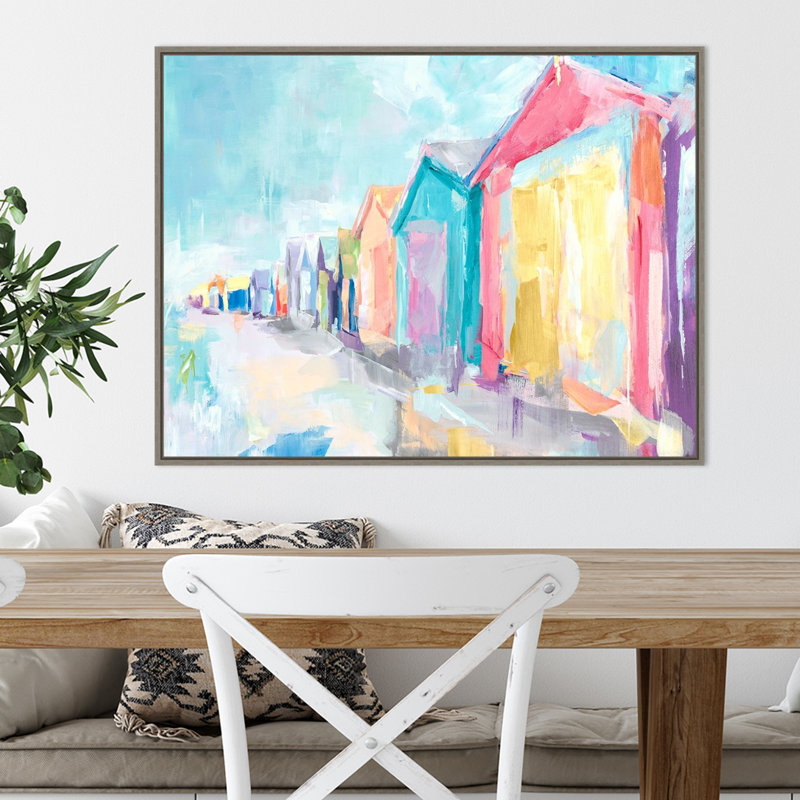«Brighton Beach» par Susan Pepe, peinture sur toile à cadre flottant