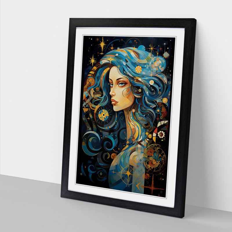 Virgo Zodiac Abstract Art - Framed Print, Black Framed, 64cm H x 46cm W