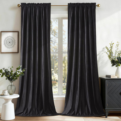 Luxury Velvet Room Darkening 75%-95% Curtain. Modern Elegant Bedroom Living room Thermal Insulated Heavy Thick Soundproof Rod Pocket Window Drapes 2 Panels