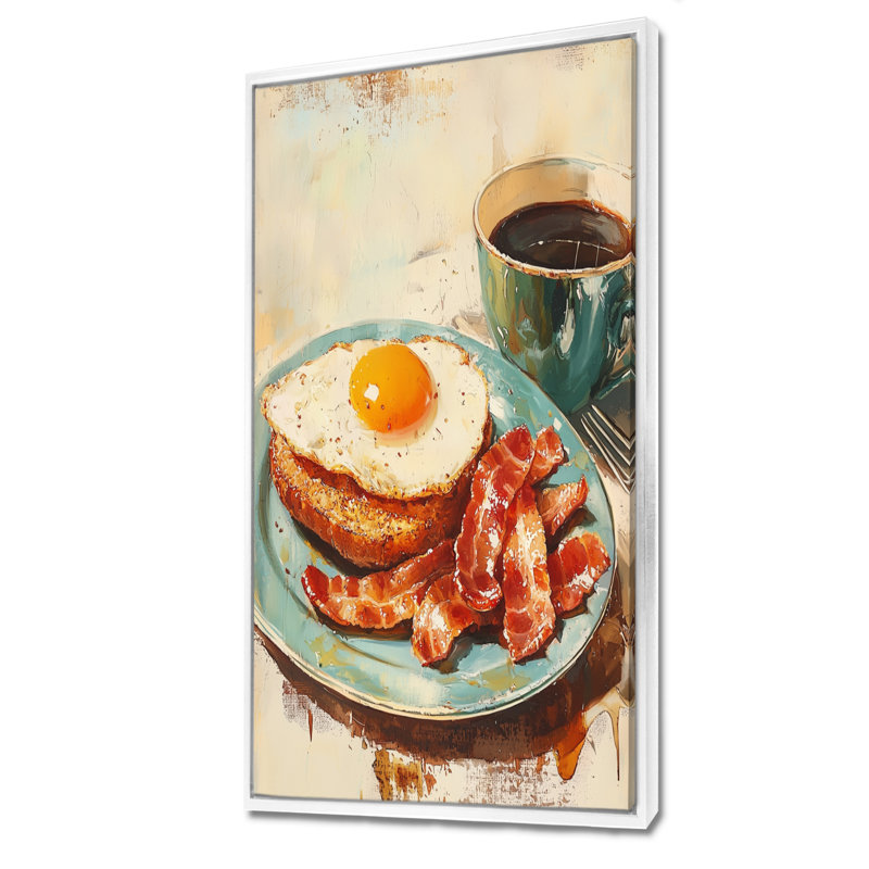 1950s, petit déjeuner américain rétro II, art mural petit déjeuner, H 60 po x l 28 po, Reproduction avec cadre flottant