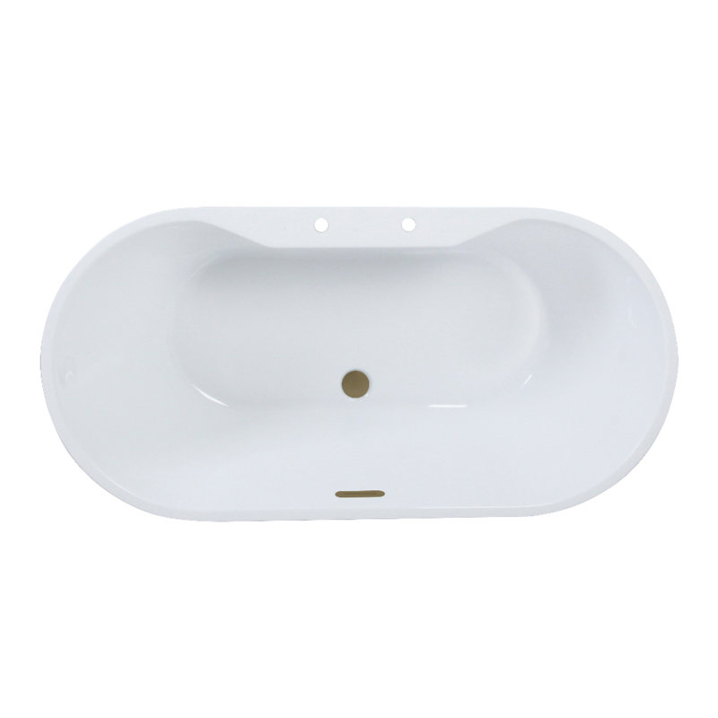 Kingston Brass Aqua Eden 59-Inch Acrylic Oval Double Ended Freestanding Tub With Drain, Antique Brass