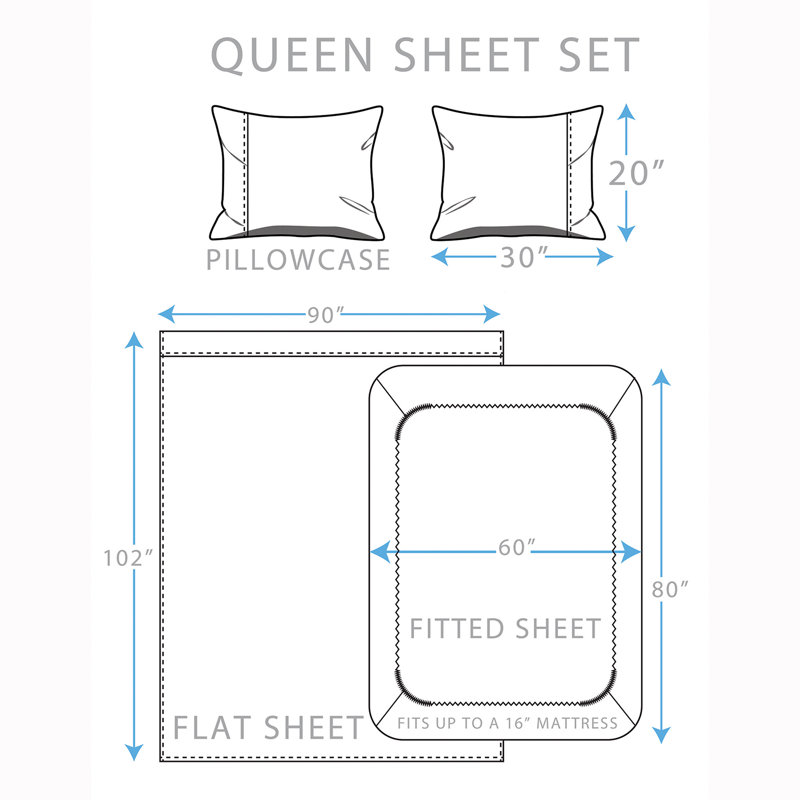 1800 Percale Sheet Set, Queen Sheet Set + Fitted Sheet + 2 Pillowcases, Ivory