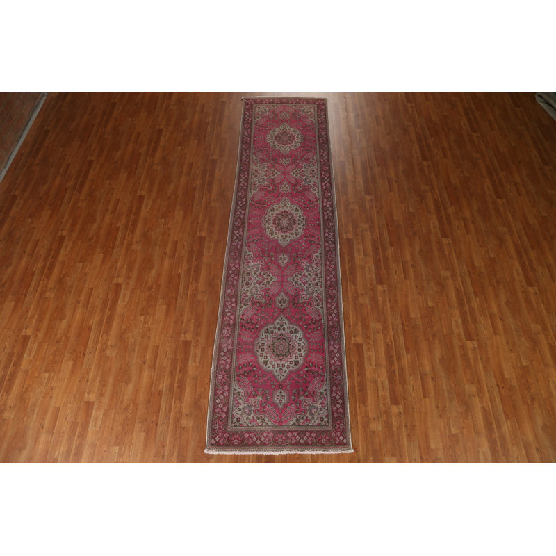 One-of-a-Kind 3'3'' X 12'9'' 1970s Runner Wool Area Rug in