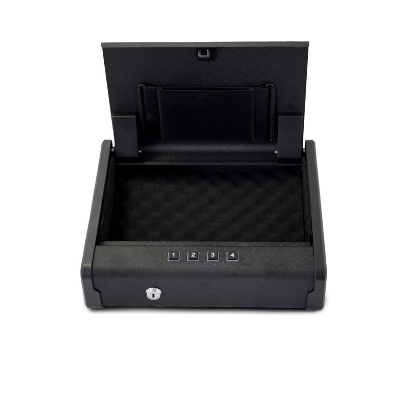 Portable Matte Black Steel Safe For Quick Access - 11.28 In. Depth, 9.19 Width, 2.5 High, 10.85 Lb Weight Height,