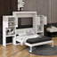 Queen-Sized Murphy Bed Featuring Built-In Desk, Vanity, And Storage Cabinets-542608439