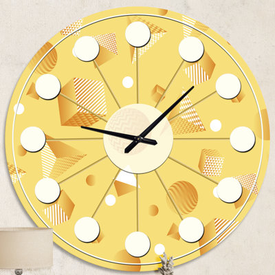 Minimal Yellow Geometrical Shapes - Mid-Century Modern wall clock
