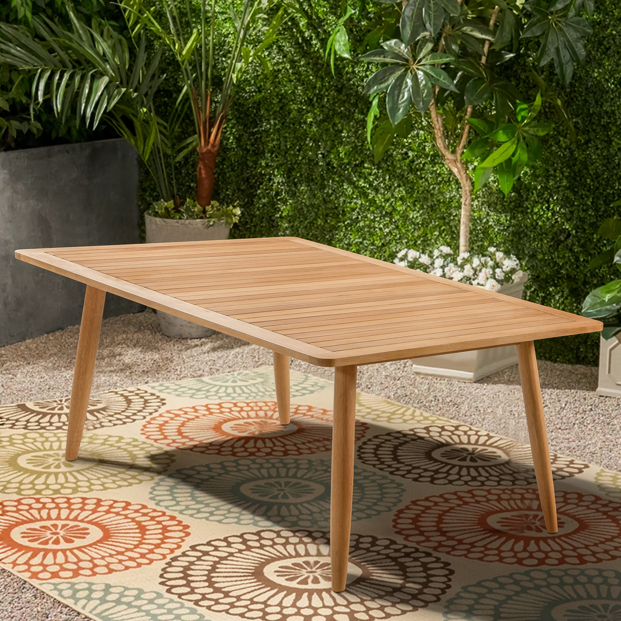 Kieran 70" Eucalyptus Outdoor Dining Table - Thumbnail 2