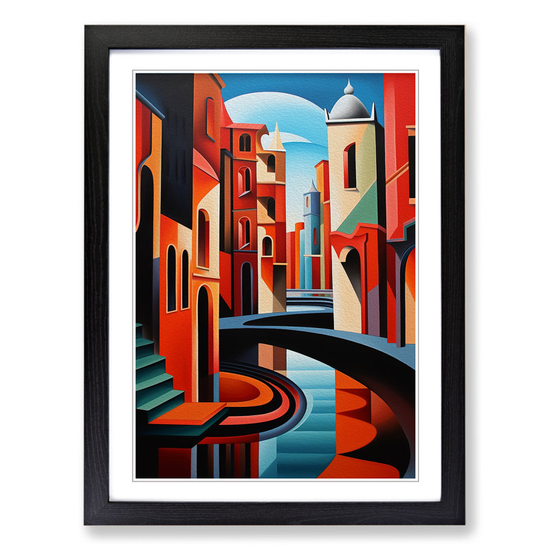Venice Constructivism - Framed Print, 46cm H x 34cm W x 2cm D, Black