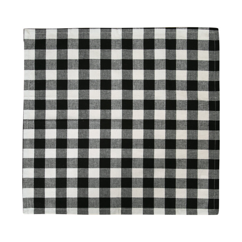 Arlington Cotton Gingham Square Napkin, Black/White