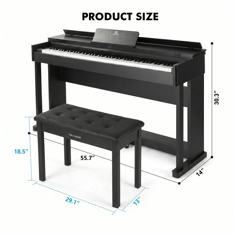 Ensemble d'instruments de musique en bois avec banc de rangement, Black