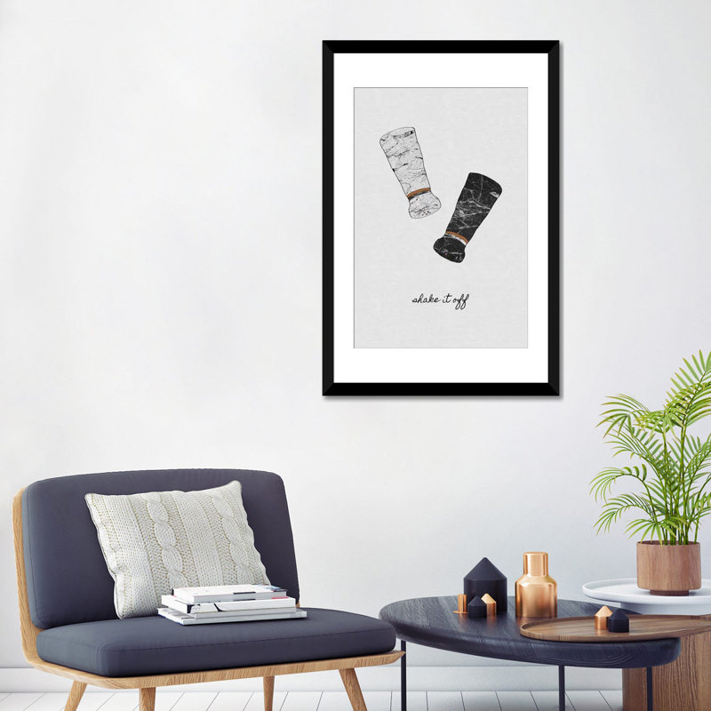 « secoue it off », impression sur toile, Papier d'art encadré noir, Blanc, H 24 po x l 16 po x P 1 po