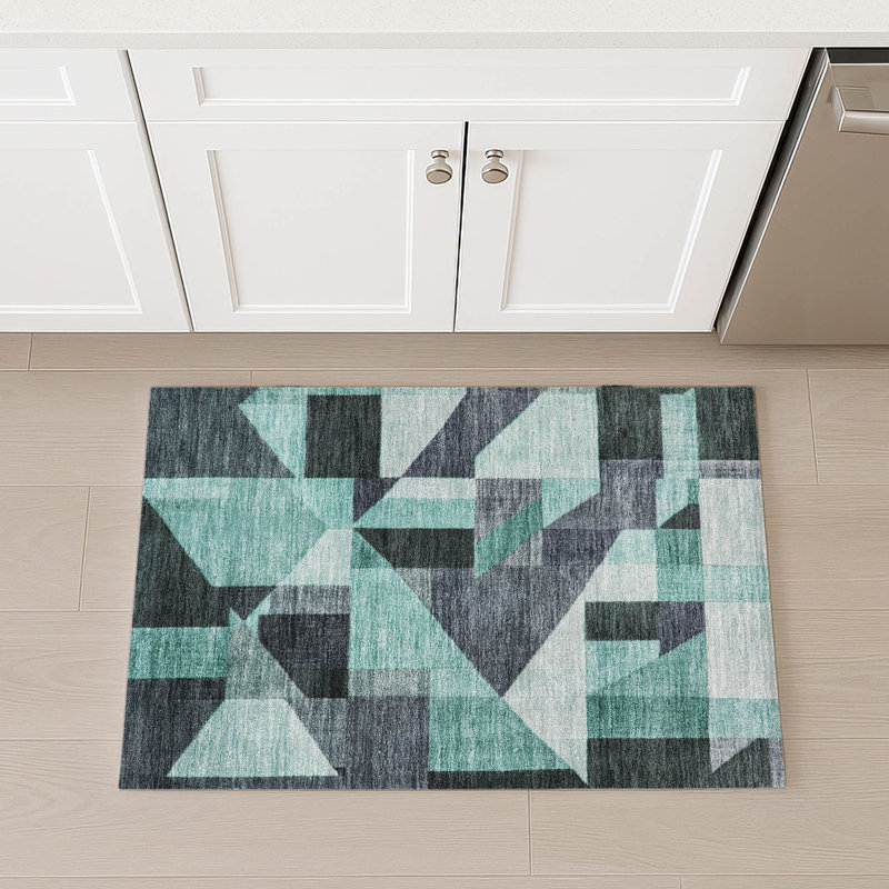 Machine Washable Indoor/Outdoor Jadiel ACN2365 Geometric Rug, Rectangle 1'8" x 2'6"
