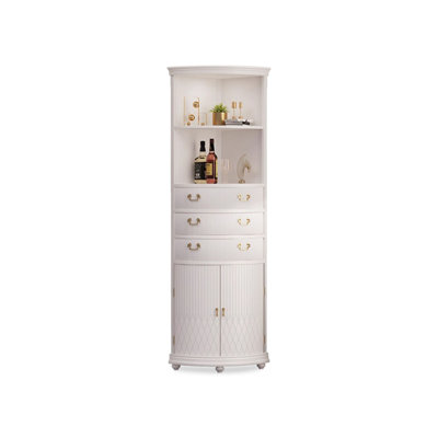 Armoire de coin en bois manufacturé blanc