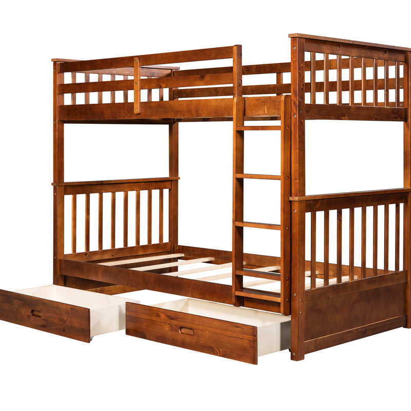 Lit superposé Twintwin avec caractéristiques et rangement - Conçu pour une utilisation à long terme dans les chambres à coucher Noyer de qualité durable