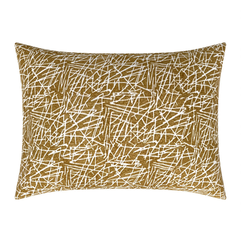 Abstract Feather Reversible Throw Pillow, 26"H x 39"W, Gold