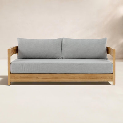 Everlee Outdoor Sofa, Sunbrella Canvas Natural FSC Teak