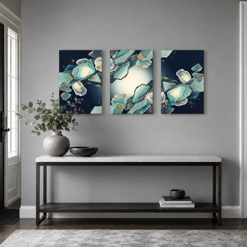 Ensemble de 3 reproductions d'art floral bleu sarcelle et renoncule, 30"H x 20"W x 3pcs