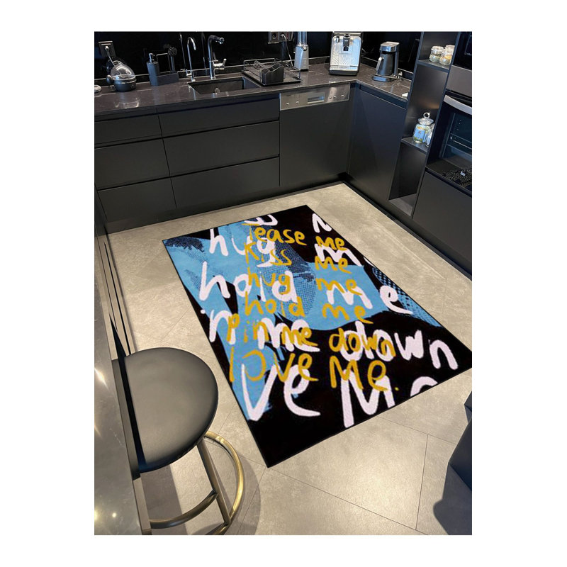 Tapis décoratif à motif texturé Modern Text, Sous-tapis rectangulaire de 3 pi 3 po x 4 pi 11 po