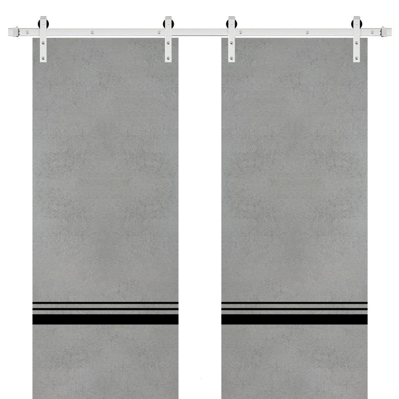 Portes françaises en bois massif massif, Béton, 84 po x 80 po