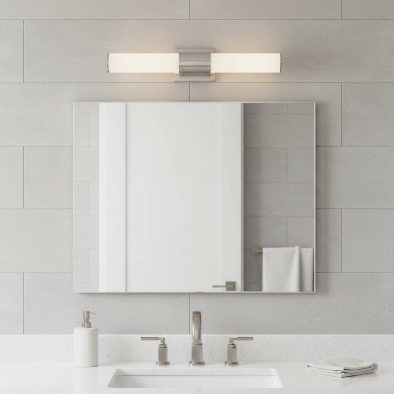 Portia 24.5" Integrated LED Bath Vanity Fixture w/ Etched Opal Glass, Brushed Nickel