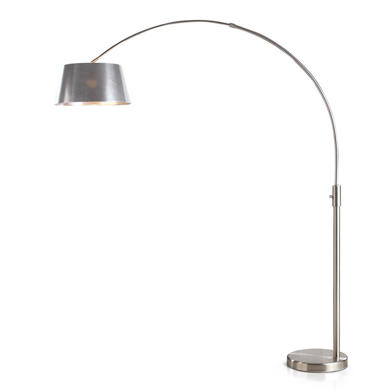 Aldusa 82'' Arched Floor Lamp, Brushed Silver, Brushed Nickel