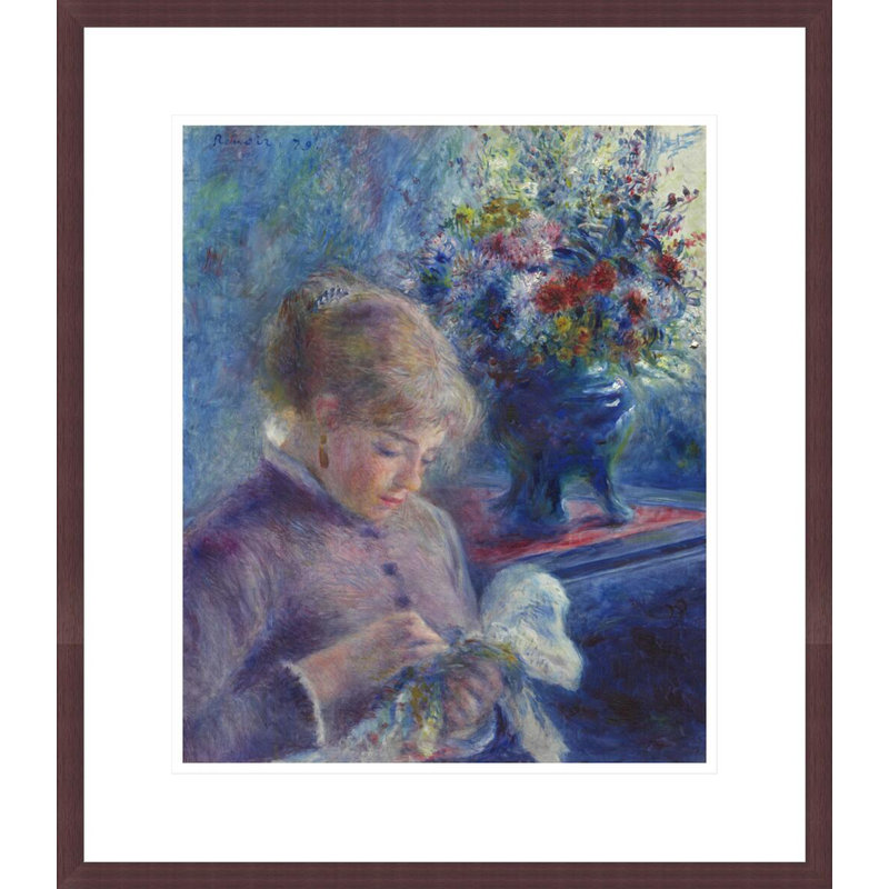 «Young Woman Sewing» par Pierre-Auguste Renoir, impression giclée encadrée, H 20,36 po x l 17,75 po