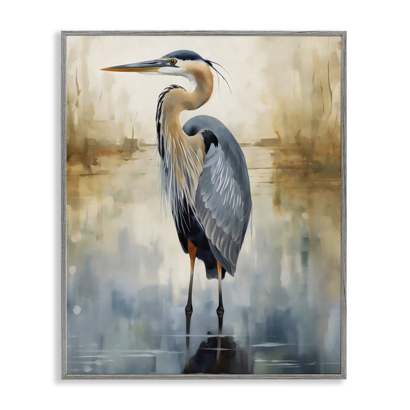 «Peaceful Heron» sur estampe numérique abstraite, design par LSR Design Studio, Estampe numérique Farmhouse