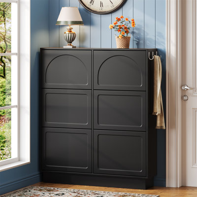 Armoire à chaussures moderne et étroite avec 6 tiroirs rabattables