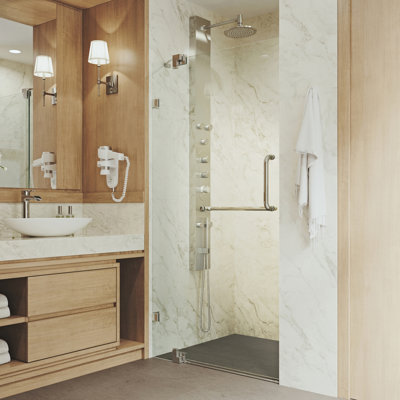 Porte de douche pivotante sans cadre avec verre transparent 3/8 po Pirouette l 30-36 po x H 72 po