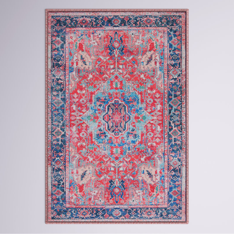 Tapis oriental bleu / rouge Claunch, Rectangle 4 pi x 6 pi