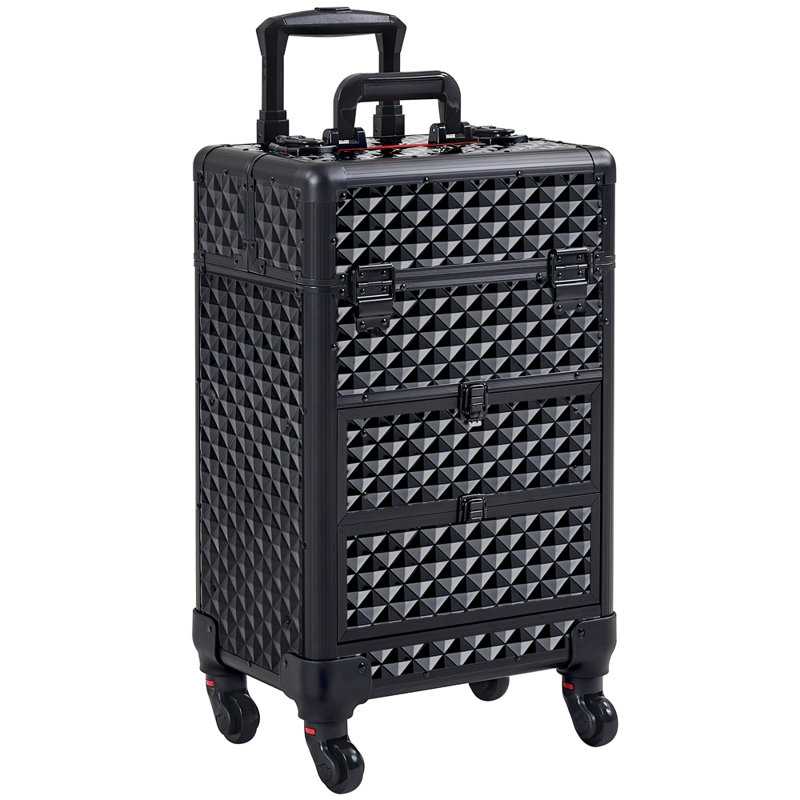 Rolling Cosmetic Makeup Trolley with Drawers and Locks for Travel and Professional Use