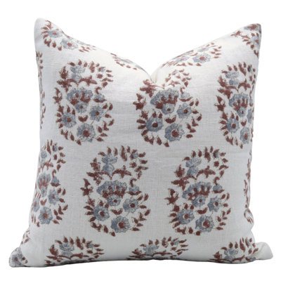 Fabdivine Anar Handmade Block Print Pillow Cover Artisan Linen Decorative Cushion- 14X14 Inch